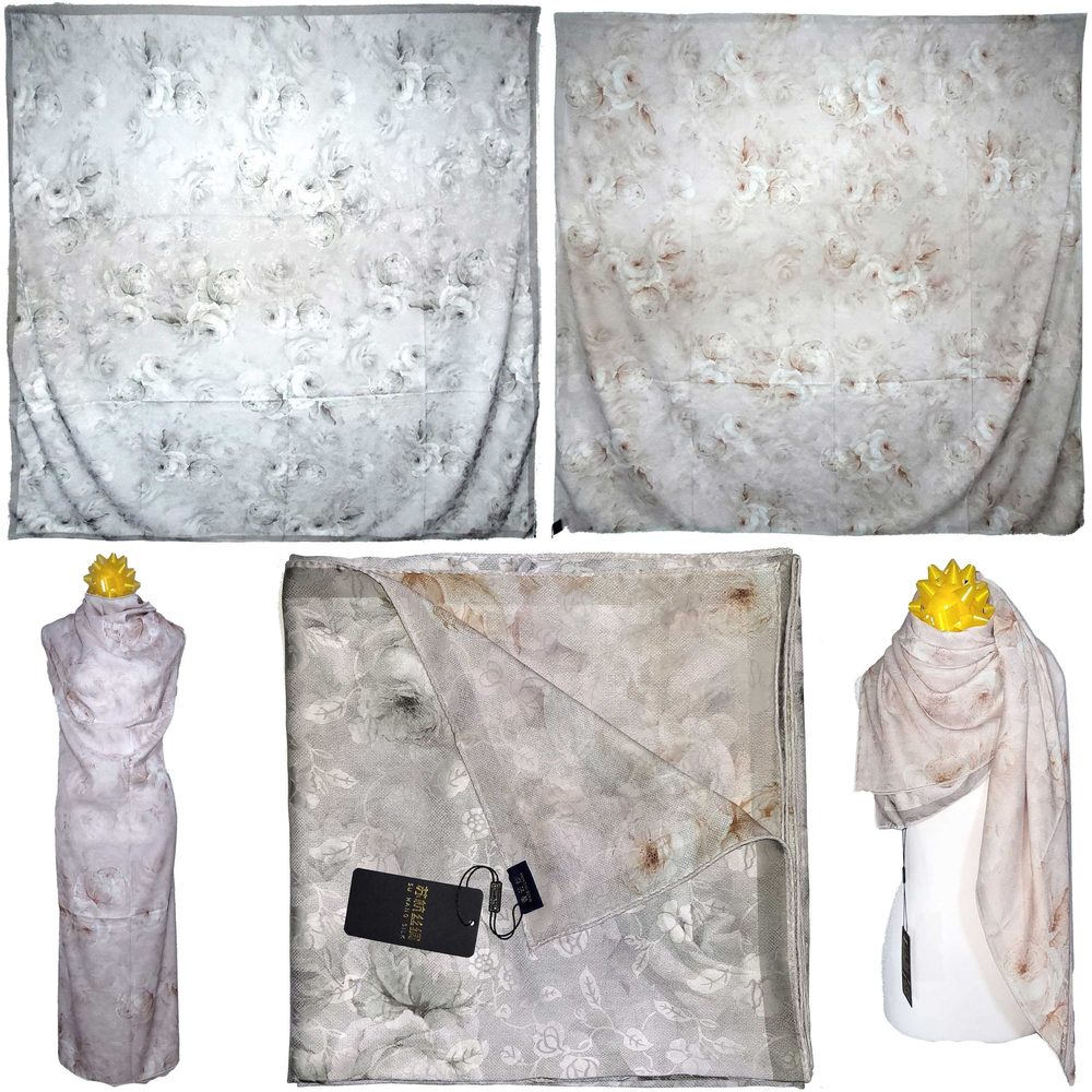 NWT Double Sided Silk Scarf 53"x53" Large Square Shawl Wrap XiangYunShal 22341